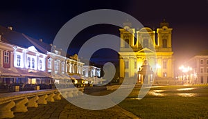 Roman Catholic Dome on Unirii Square at night, Timisoara