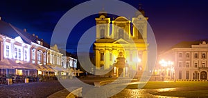 Roman Catholic Dome on Unirii Square at night, Timisoara