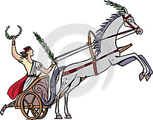 Roman chariot driver with a decorated horse