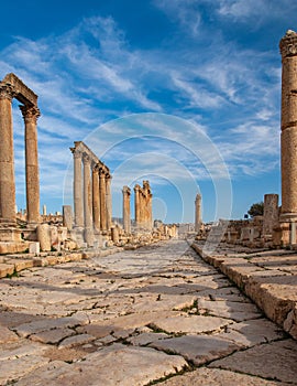 The Roman City of Gerasa (Jerash, Jordan). Main street of Jerash