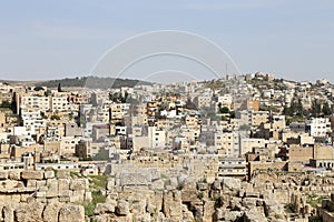 Roman city of Gerasa and the modern Jerash (in the background), Jordan