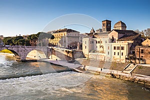 Roman city view and the ancient building in Rome, Italy