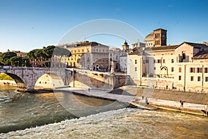 Roman city view and the ancient building in Rome, Italy