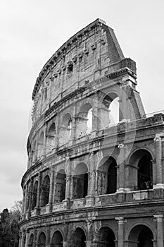 Roman coliseo in black and white photo