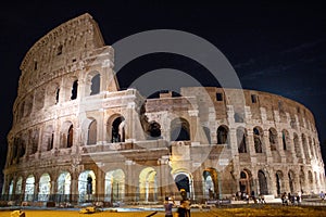 Roman Coliseum illuminated at night