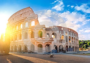 Roman coliseum in the morning sun photo