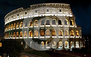 Roman Colliseum at night photo