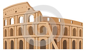 Roman colliseum ruin color icon. Tourism and travel symbol