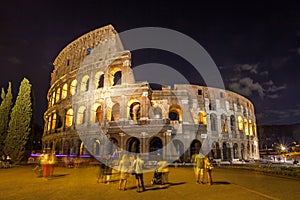Roman Colosseum Coliseum at night, one of the main travel attr