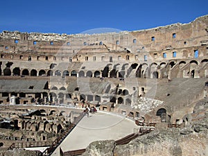 Roman Colosseum interior in Italy