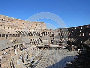 Roman Colosseum interior in Italy