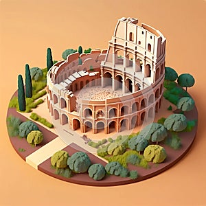 Roman Colosseum isometric 3d render