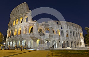 The Roman Colosseum, a place where gladiators fought as well as being a venue for public entertainment, Rome