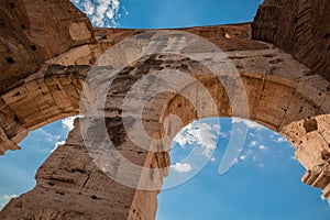 The Roman Colosseum in Rome, Italy. Biggest gladiator arena in the world.