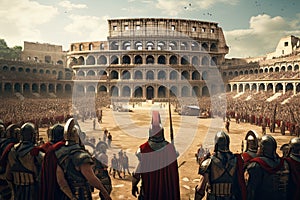 Roman Colosseum in Rome, Italy. Roman Colosseum is one of the main tourist attractions in Rome, AI Generated