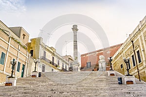 Roman column in city center of Brindisi, south Italy