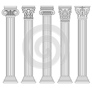 Rímsky stĺpec sada grék pilier starobylý 
