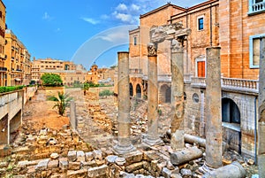 Roman Columns of a basilica near the Forum of Berytus. Beirut, Lebanon