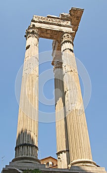 Roman Columns near the Marcello Theatre on a sunny day with blue sky Rome Italy photo