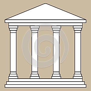 Roman columns roof. Classic roman columns roof, great design for any purposes. Vector illustration.