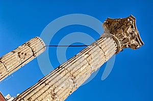 Roman corinthian columns in tarraco forum Tarragona, Catalonia, photo