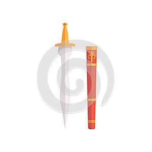 Roman dagger and scabbard vector Illustration on a white background