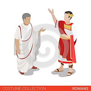 Roman Empire Caesar Senator flat 3d isometric costume collection photo
