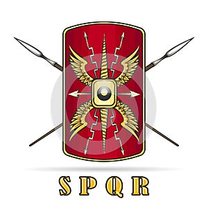 Roman Empire Shield and Crossed Spears