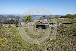 Roman estructiure and defensive wall of the castro in the castro of San CibrÃ¡n de LÃ¡s.  Ourense, Galicia. Spain.