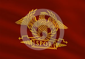 Roman flag with golden eagle