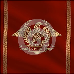 Roman flag with golden eagle