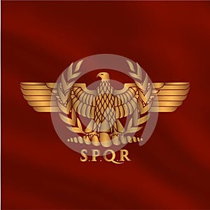 Roman flag with golden eagle