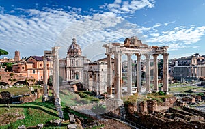 The Roman Forum and the Chiesa dei Santi Luca e Martina in Rome