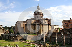 Roman forum Church of St. Luke and Martina, arch of Septimius Capitol hill Catholicism Italy Rome photo