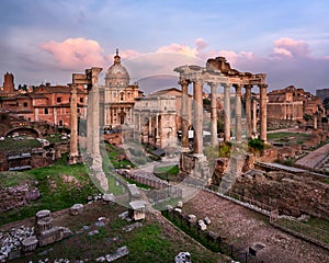 Roman Forum Foro Romano in the Evening, Rome, Italy photo