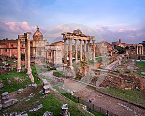 Roman Forum Foro Romano in the Evening, Rome, Italy photo