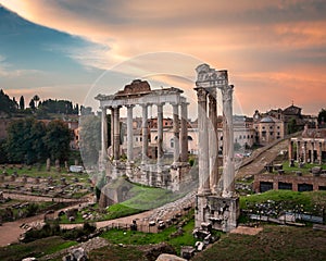 Roman Forum Foro Romano in the Morning, Rome, Italy