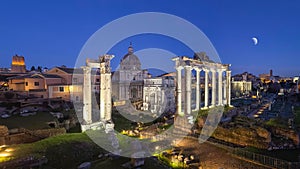 Roman Forum with moon