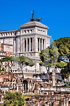 Roman Forum with National Monument of Victor Emmanuel II in Rome, Italy