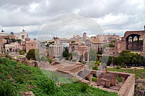 The Roman Forum from Palatine hill in Rome, Italy