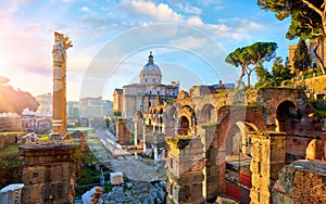 Roman Forum in Rome, Italy. Antique ancient town