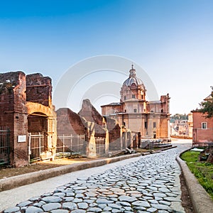 The Roman Forum in Rome in Lazio, Italy