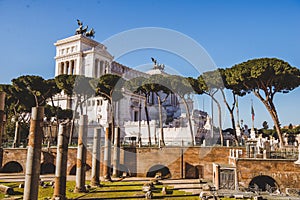 roman forum ruins with Altare della Patria photo