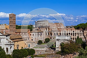 Roman forum ruins in Rome Italy