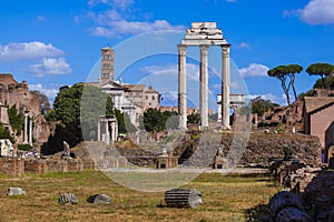 Roman forum ruins in Rome Italy