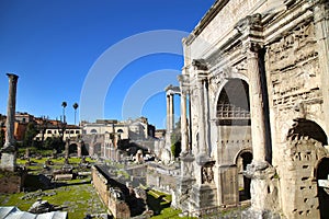 Roman Forum ruins in Rome, Italy