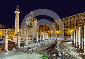 Roman forum ruins in Rome Italy