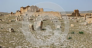 Roman Forum of Sufetula. Arch of Antoninus Pius and Capitoline Temples of Sufetula. Tunisia photo