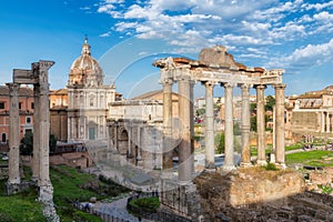 Roman Forum at sunset in Rome, Italy.