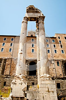 Roman Forum. Temple of Vespasian and Titus